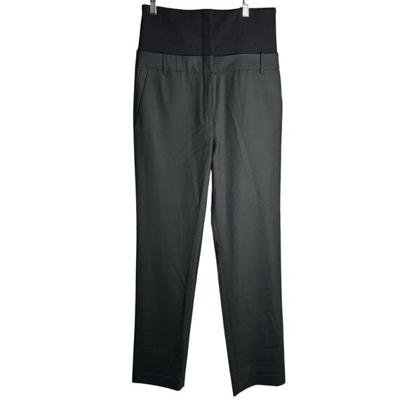 Tibi Ribbed Stretch Wool Paneled Crepe Straight Pants Black Size 8 NWT - Picture 2 of 4